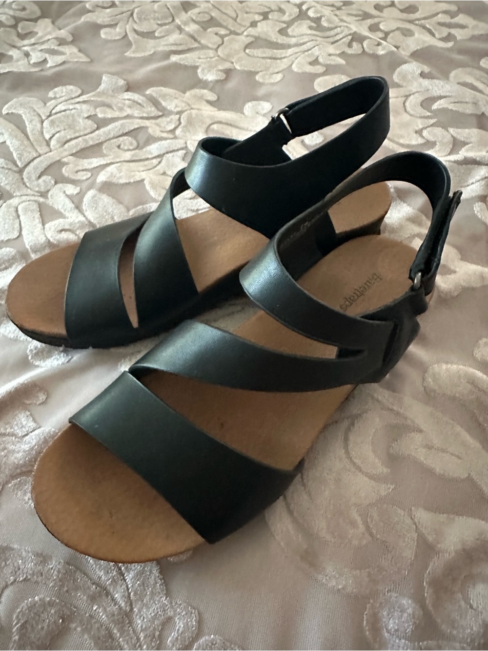 Size 7 Comfortable Black Women's Strappy Slingback Sandals
